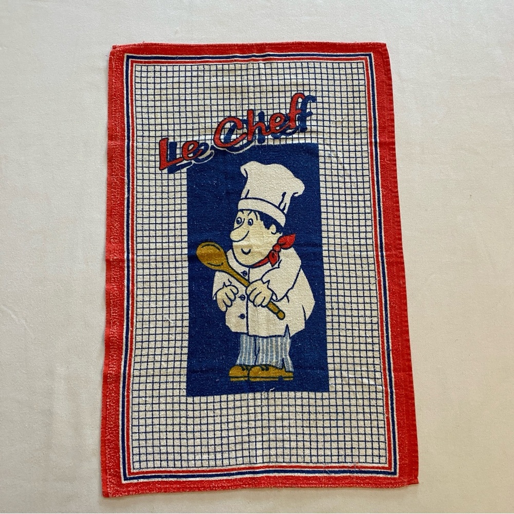 Le Chef Red and Blue Vintage Kitchen Towel